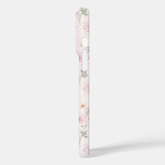 Roze Wilde Bloem Gestreepte Monogram Case-Mate iPhone Case (Achterkant / Links)