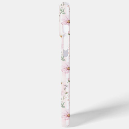Roze Wilde Bloem Gestreepte Monogram Case-Mate iPhone Case (Achterkant / Links)