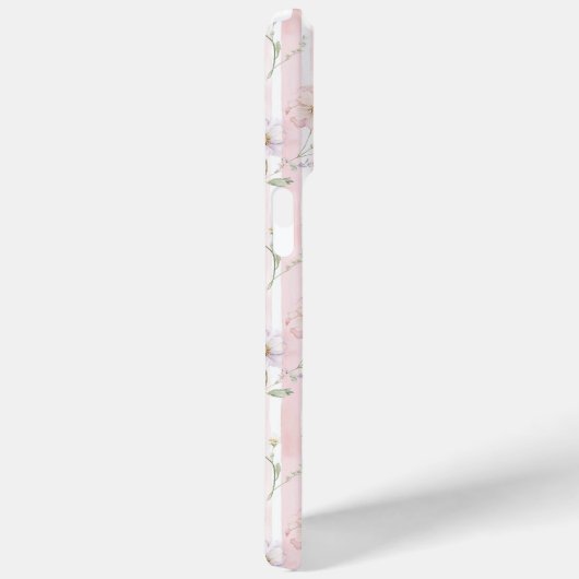 Roze Wilde Bloem Gestreepte Monogram Case-Mate iPhone Case (Achterkant / Rechts)