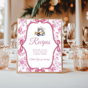 Roze wilde bloem Laat je recepten Bruids douche Poster