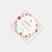 Roze wilde bloem lente baby shower servet (Hoek)