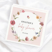 Roze wilde bloem lente baby shower servet