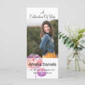 Roze Wilde Bloem Levensviering Fotokaart (Staand voorkant)