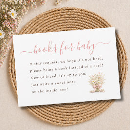 Roze wilde bloem meisjesachtige baby shower boeken bedankkaart