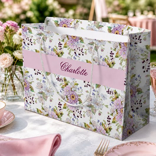 Roze Wilde Bloem Monogram Bloemendesign Groot Cadeauzakje