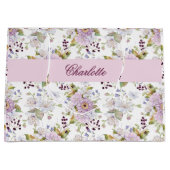 Roze Wilde Bloem Monogram Bloemendesign Groot Cadeauzakje (Voorkant)