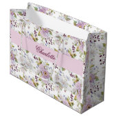Roze Wilde Bloem Monogram Bloemendesign Groot Cadeauzakje (Voorkant Gekanteld)