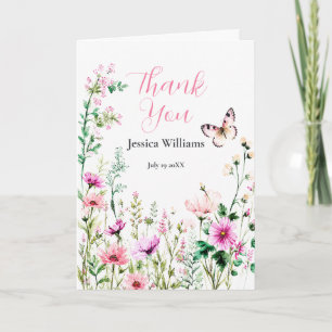 Roze Wilde Bloem Pensioen Dankkaart Bedankkaart