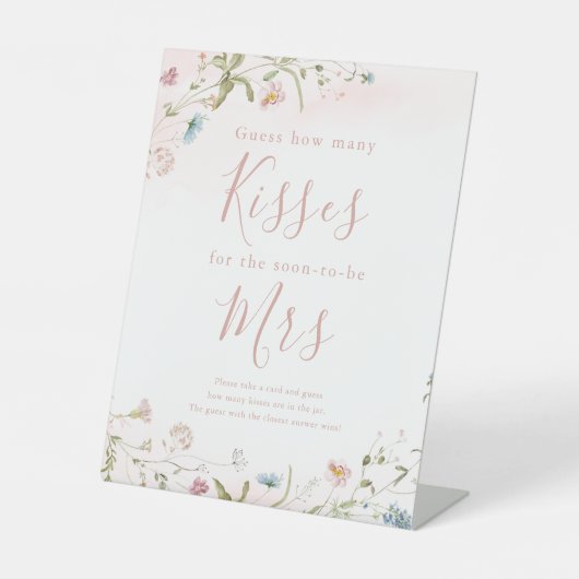 Roze wilde bloem raad hoeveel kusjes spelbord reclamebord met voetstuk (Voorkant)