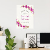 Roze wilde bloem roos lente krans bruidsdouche poster (Thuiskantoor)