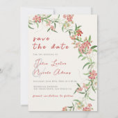 Roze wilde bloem roos lente krans bruiloft save the date (Achterkant)