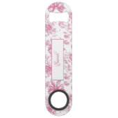 Roze wilde bloem thee bruidsfeest bedankt speed flessenopener (Achterkant)