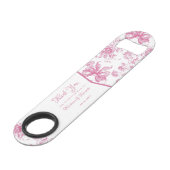 Roze wilde bloem thee Bruidsjurk bedankje Speed Flessenopener (Voorkant Gekanteld)