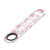 Roze wilde bloem thee Bruidsjurk bedankje Speed Flessenopener (Achterkant Gekanteld)