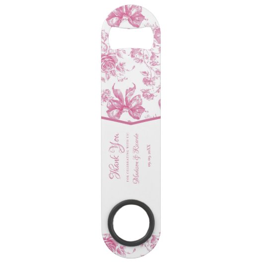 Roze wilde bloem thee Bruidsmeest Shower Bedankt Speed Flessenopener (Voorkant)