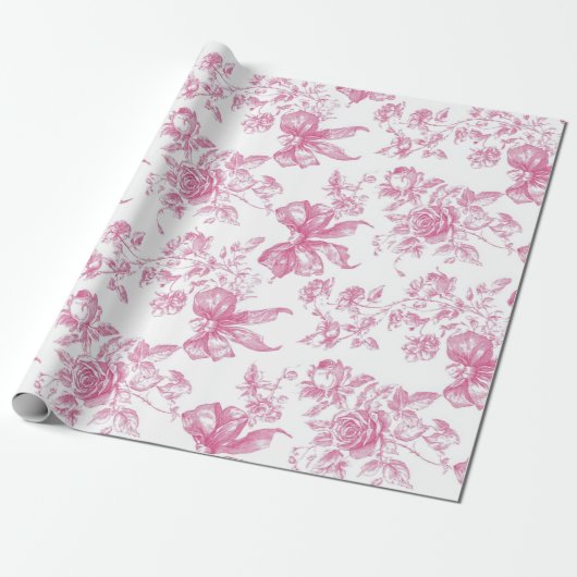 Roze Wilde Bloem Thee Bruiloftsfeest Cadeaupapier (Uitgerold)