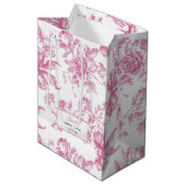 Roze Wilde Bloem Thee Bruiloftsfeest Medium Cadeauzakje (Voorkant Gekanteld)