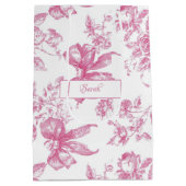 Roze Wilde Bloem Thee Bruiloftsfeest Medium Cadeauzakje (Achterkant)