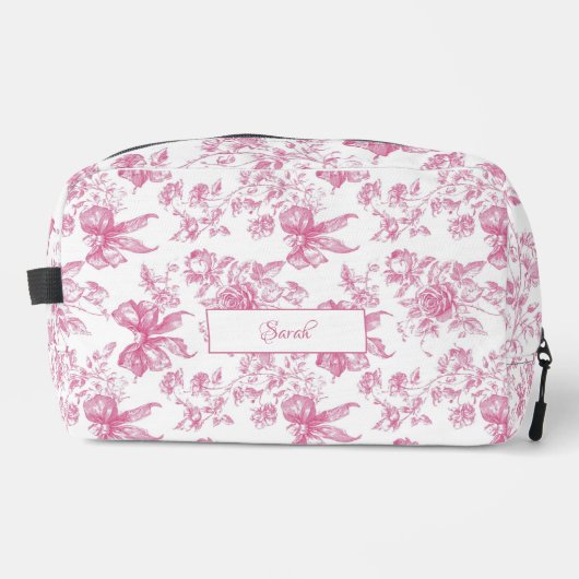 Roze Wilde Bloem Thee Bruiloftsfeest Toilettasje (Voorkant)