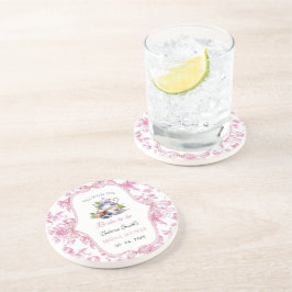 Roze Wilde Bloem Thee Party Bruidsfeest Uitnodigin Zandsteen Onderzetter