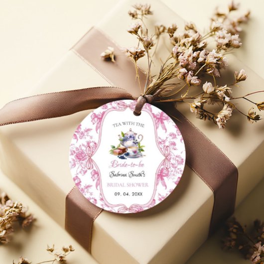 Roze Wilde Bloem Thee Party Bruiloft Feest Bedankjes Labels