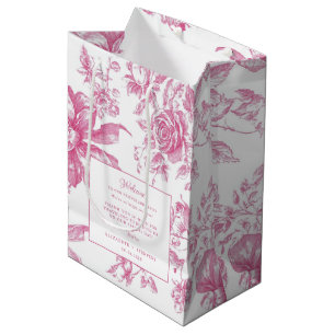 Roze Wilde Bloem Thee Trouw Gast Ontvangsttas Medium Cadeauzakje