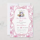 Roze wilde bloem Theepartij Afscheidsbrunch Kaart (Voorkant)