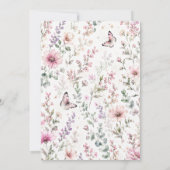 Roze Wilde Bloem Verjaardagsbloementuin Kaart (Achterkant)
