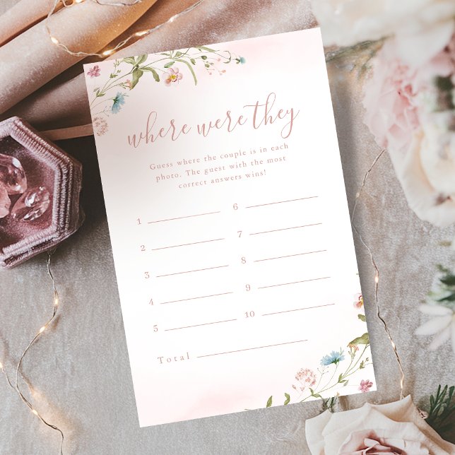Roze wilde bloem waar waren ze bruidsshowerspel (Pink Wildflower where were they bridal shower game)
