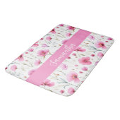 Roze wilde bloem waterverf aangepaste naam badmat (Gekanteld)