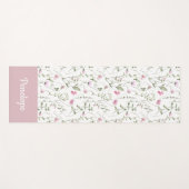 Roze Wilde Bloem Waterverf Aangepaste Naam Yogamat (Voorkant (horizontaal))