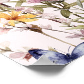 Roze wilde bloem waterverf bloem bruiloftsdouche poster (Hoek)