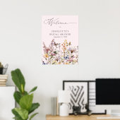 Roze wilde bloem waterverf bloem bruiloftsdouche poster (Thuiskantoor)