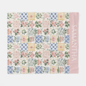 Roze Wilde Bloem Waterverf Bloem Naam Fleece Deken (Voorkant (Horizontaal))