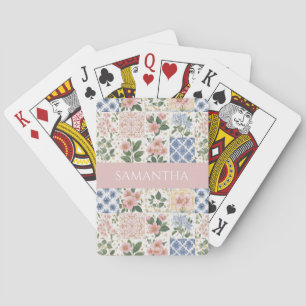 Roze Wilde Bloem Waterverf Bloem Naam Pokerkaarten