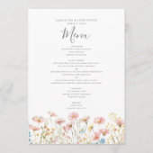 Roze wilde bloem waterverf bruiloftsmenu menu (Voorkant)