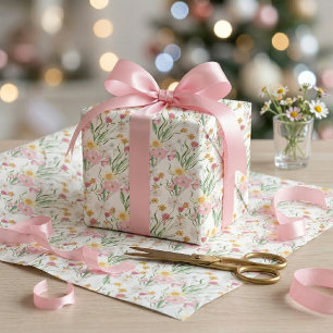 Roze wilde bloem waterverf cadeaupapier
