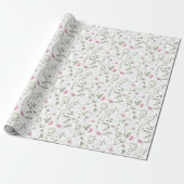 Roze wilde bloem waterverf cadeaupapier (Uitgerold)