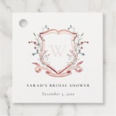 Roze wilde bloem waterverf Crest bruiloft feest Bedankjes Labels (Voorkant)