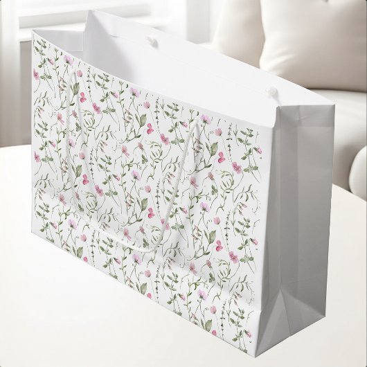 Roze wilde bloem waterverf groot cadeauzakje