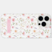Roze wilde bloem waterverf monogram Case-Mate iPhone case (Achterkant (horizontaal))