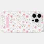 Roze wilde bloem waterverf monogram Case-Mate iPhone case (Achterkant (horizontaal))