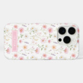 Roze wilde bloem waterverf monogram Case-Mate iPhone case (Achterkant (horizontaal))