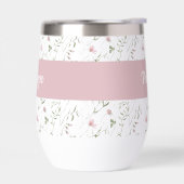 Roze wilde bloem waterverf monogram naam (Links)