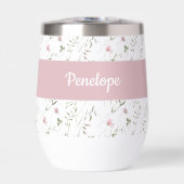 Roze wilde bloem waterverf monogram naam (Voorkant)