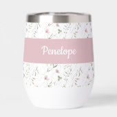 Roze wilde bloem waterverf monogram naam (Achterkant)