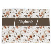 Roze wilde bloem waterverf monogram naam groot cadeauzakje (Voorkant)