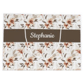 Roze wilde bloem waterverf monogram naam groot cadeauzakje (Achterkant)