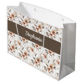 Roze wilde bloem waterverf monogram naam groot cadeauzakje (Achterkant Gekanteld)