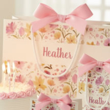 Roze wilde bloem waterverf monogram naam